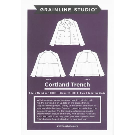 Grainline Studio Cortland Trench Coat Sz14-30 Pattern